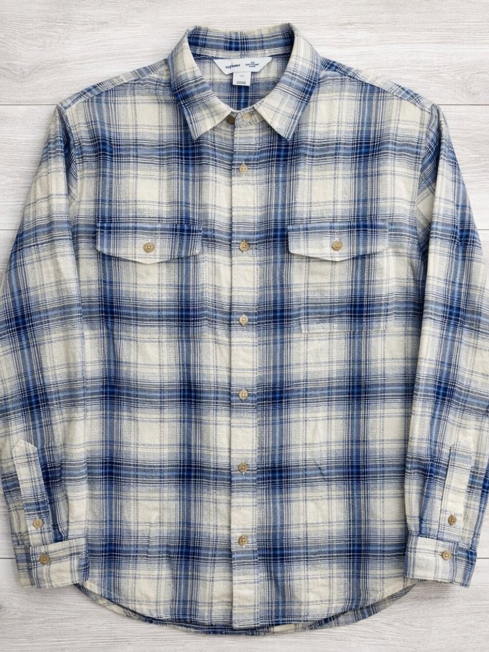 Old Navy Plaid Flannel Shirt Women's XS (Fits like a Small) Blue White - Picture 1 of 7